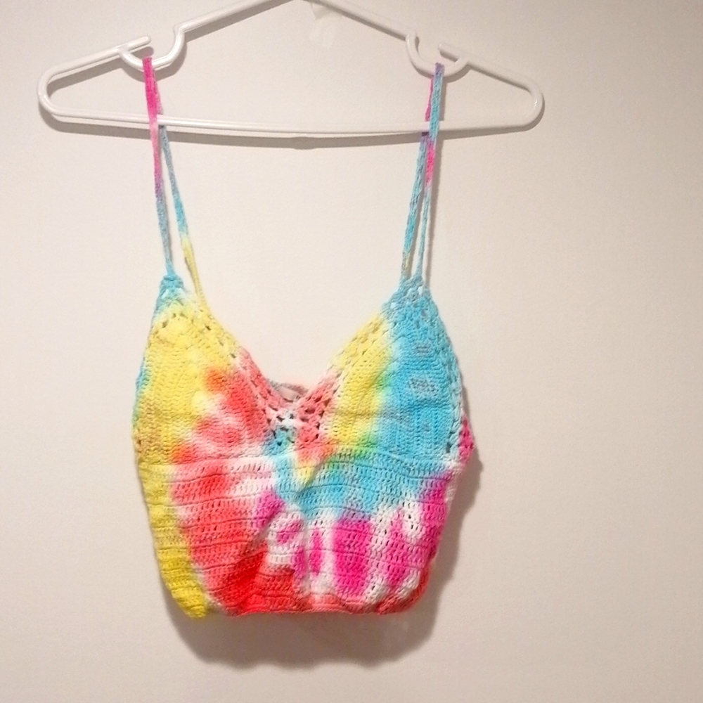 Tye dyed crochet crop top